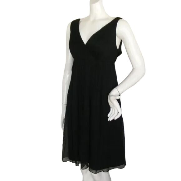 new J.CREW Silk Chiffon Dress, 12, Black, Babydoll, Cocktail/Party, V-neck - Picture 3 of 15